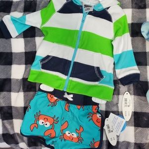 Boys swim trunks and coverup. Sz 0-3 m